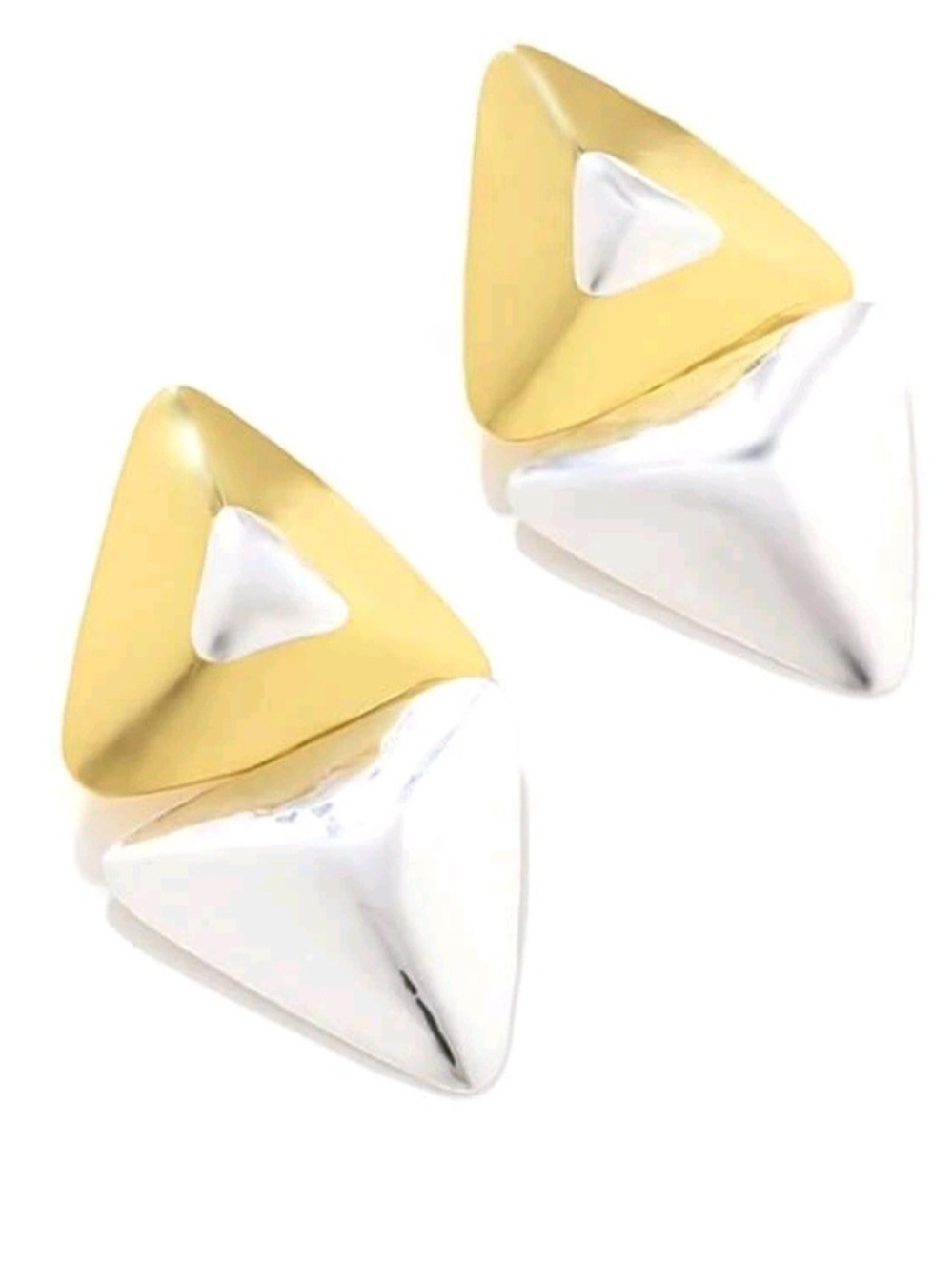 " Lox"- Gold and Silver Pyramid Stud Earrings - Women Jewelry - Picture 5 of 5